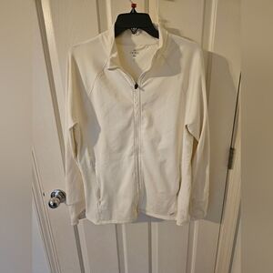 FREELY Jacket Women's White Stretch Zip Up Made in Egypt Sports Casual Size XL